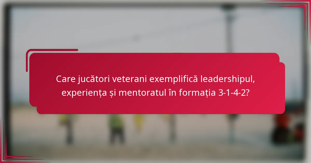 Care jucători veterani exemplifică leadershipul, experiența și mentoratul în formația 3-1-4-2?