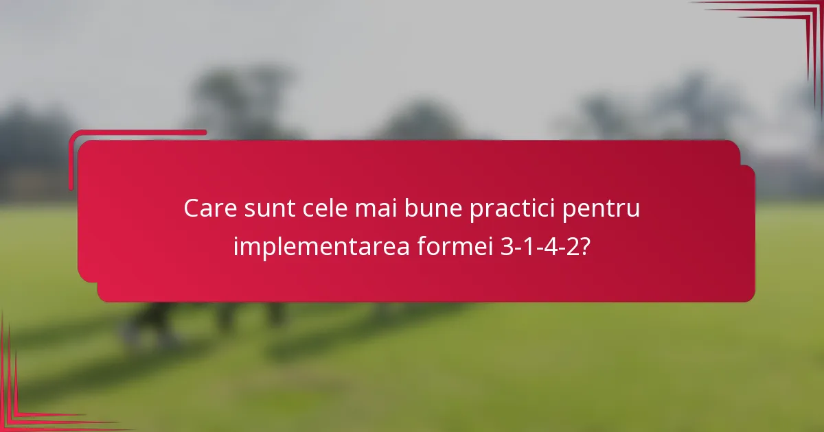 Care sunt cele mai bune practici pentru implementarea formei 3-1-4-2?