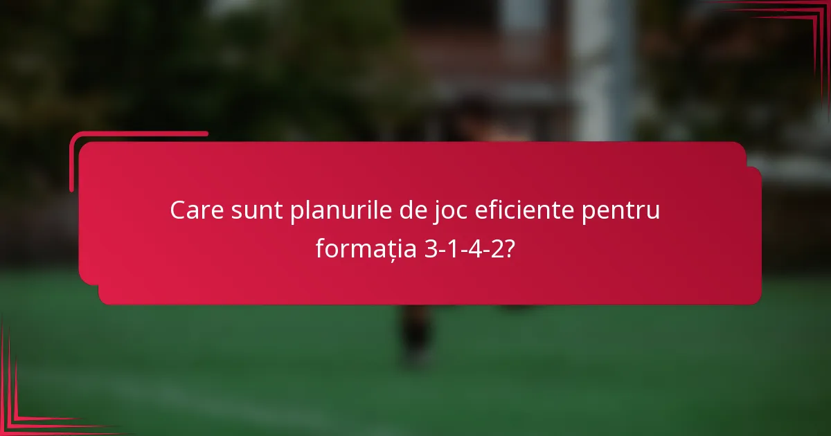 Care sunt planurile de joc eficiente pentru formația 3-1-4-2?