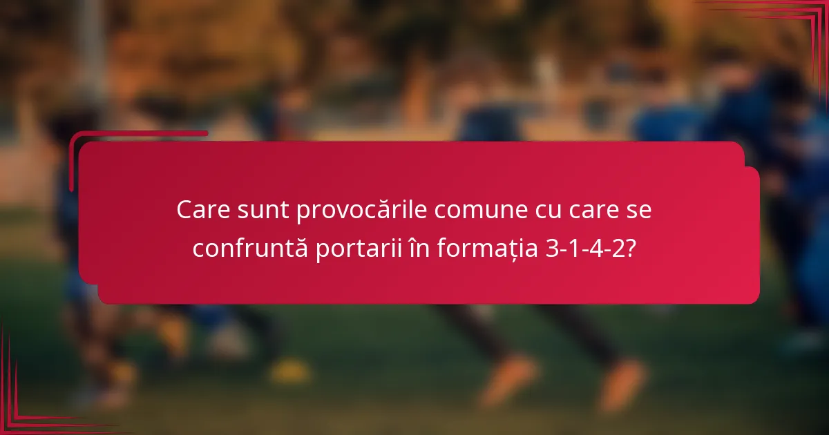 Care sunt provocările comune cu care se confruntă portarii în formația 3-1-4-2?