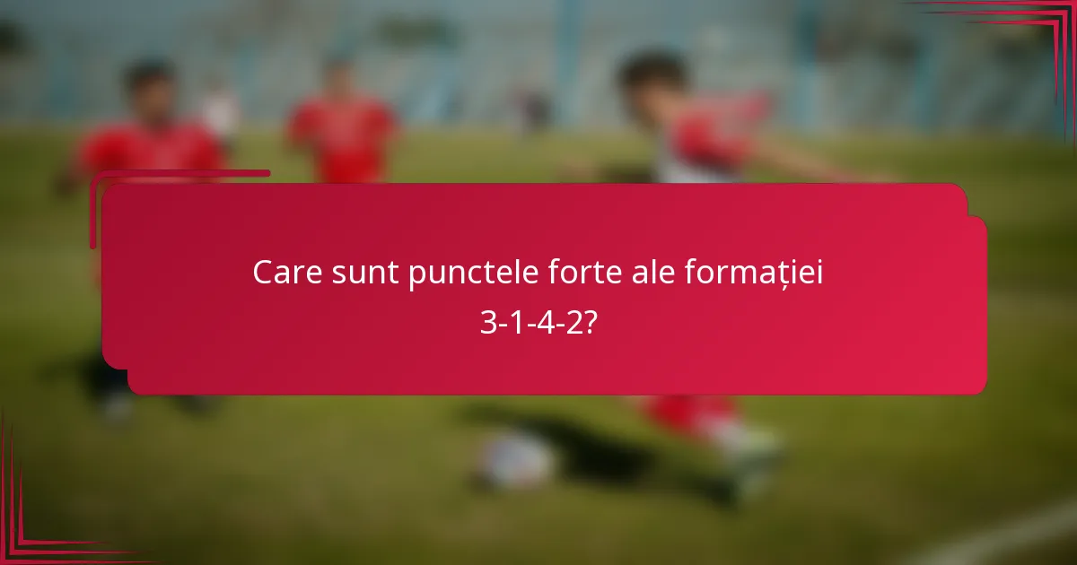 Care sunt punctele forte ale formației 3-1-4-2?