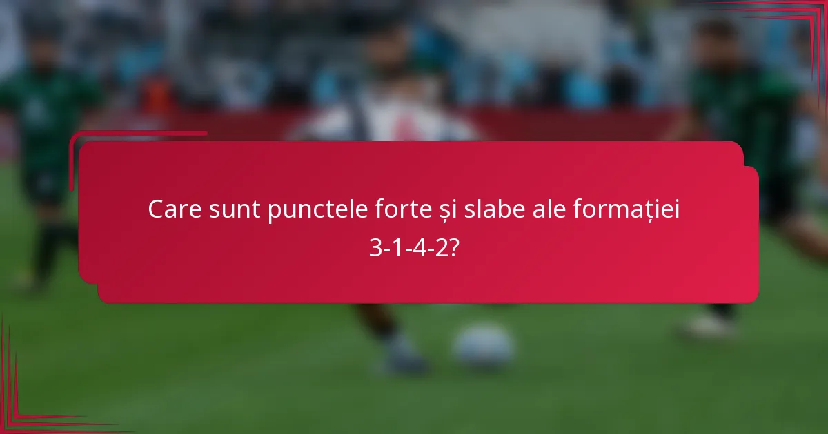 Care sunt punctele forte și slabe ale formației 3-1-4-2?
