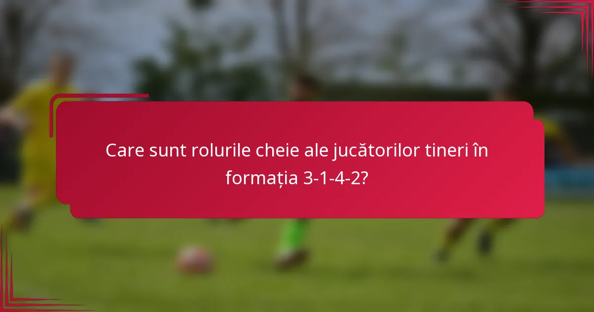 Care sunt rolurile cheie ale jucătorilor tineri în formația 3-1-4-2?