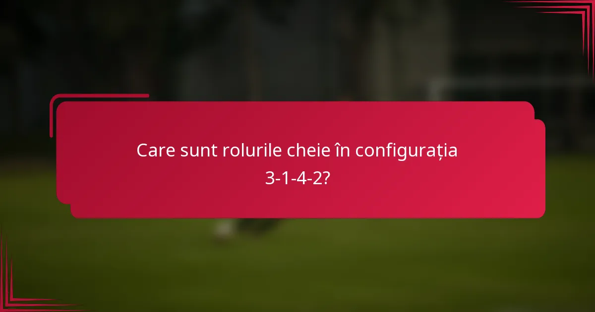 Care sunt rolurile cheie în configurația 3-1-4-2?
