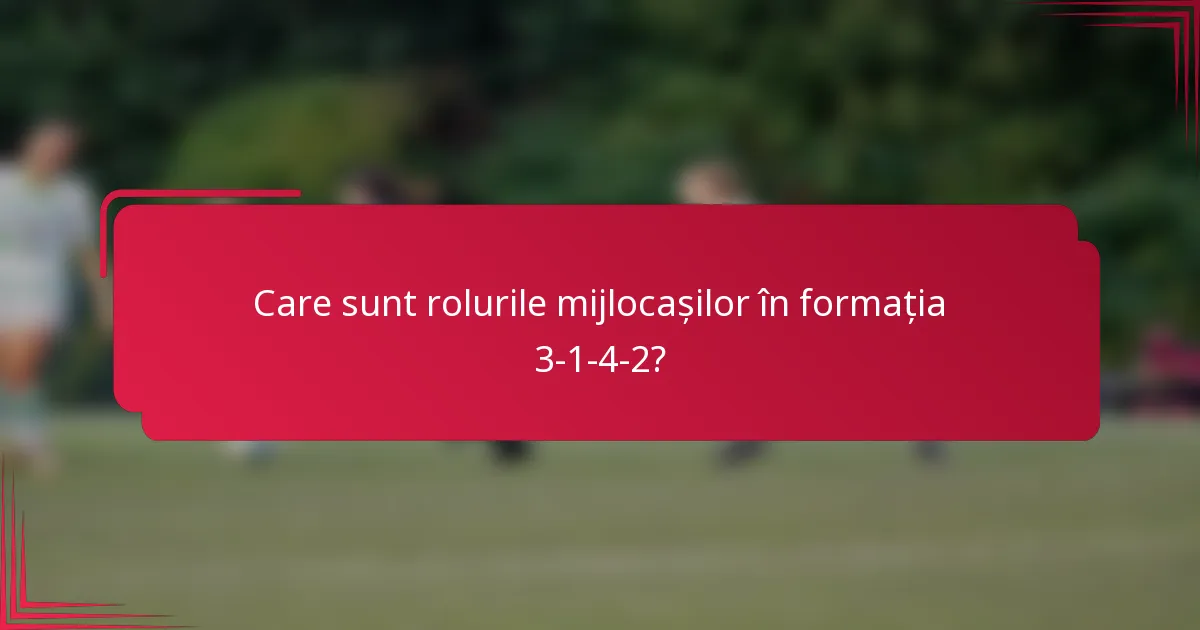 Care sunt rolurile mijlocașilor în formația 3-1-4-2?