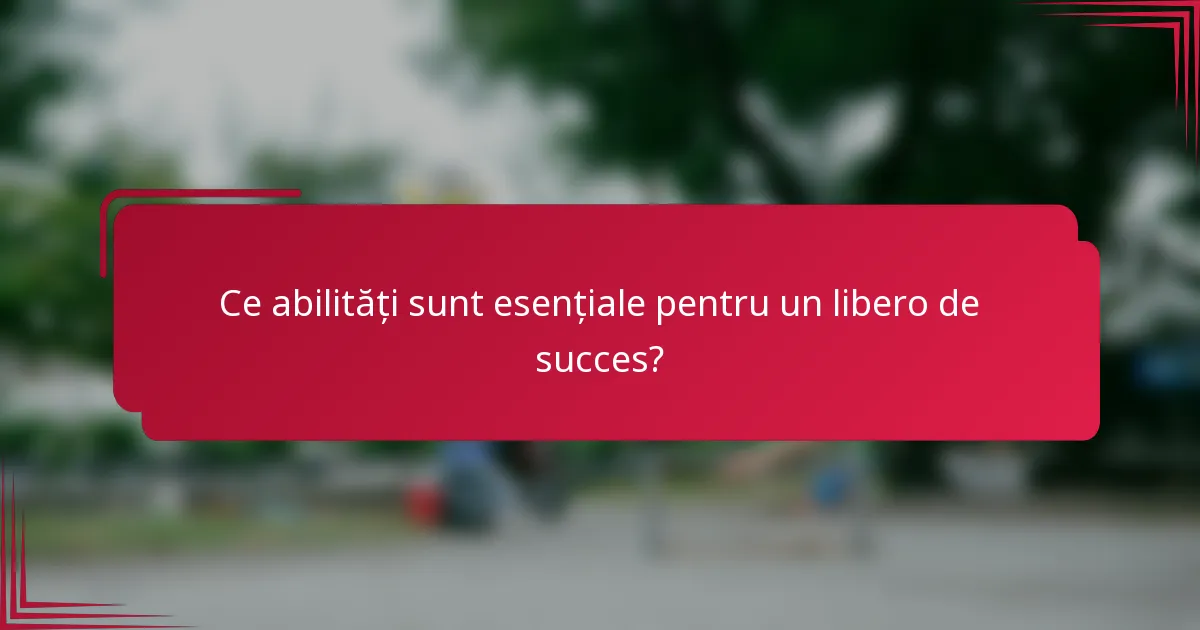 Ce abilități sunt esențiale pentru un libero de succes?