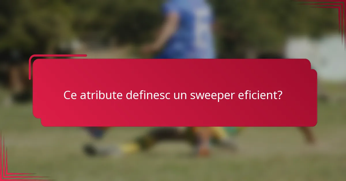 Ce atribute definesc un sweeper eficient?