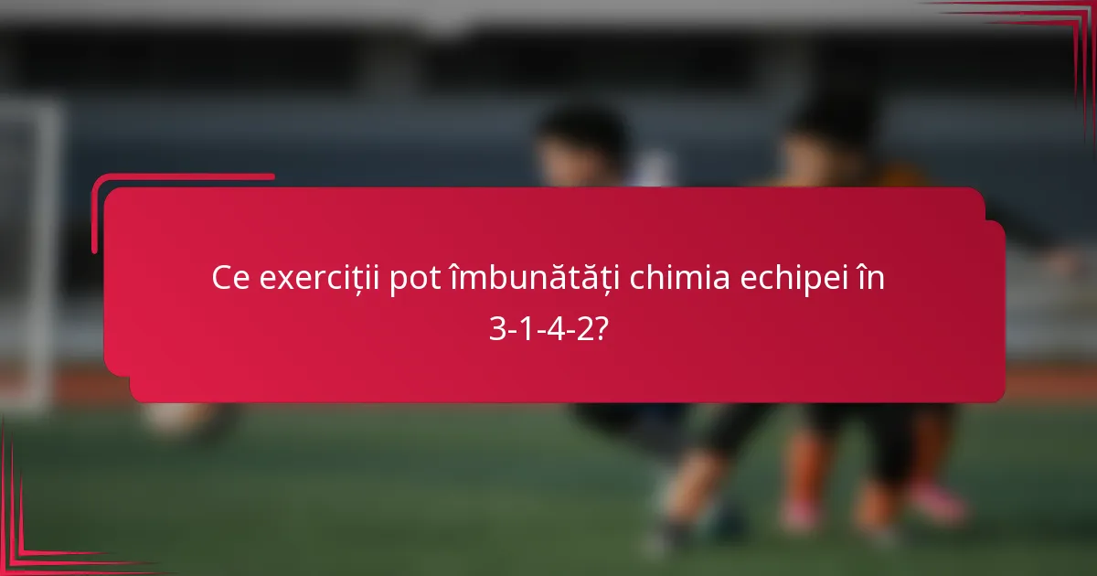 Ce exerciții pot îmbunătăți chimia echipei în 3-1-4-2?