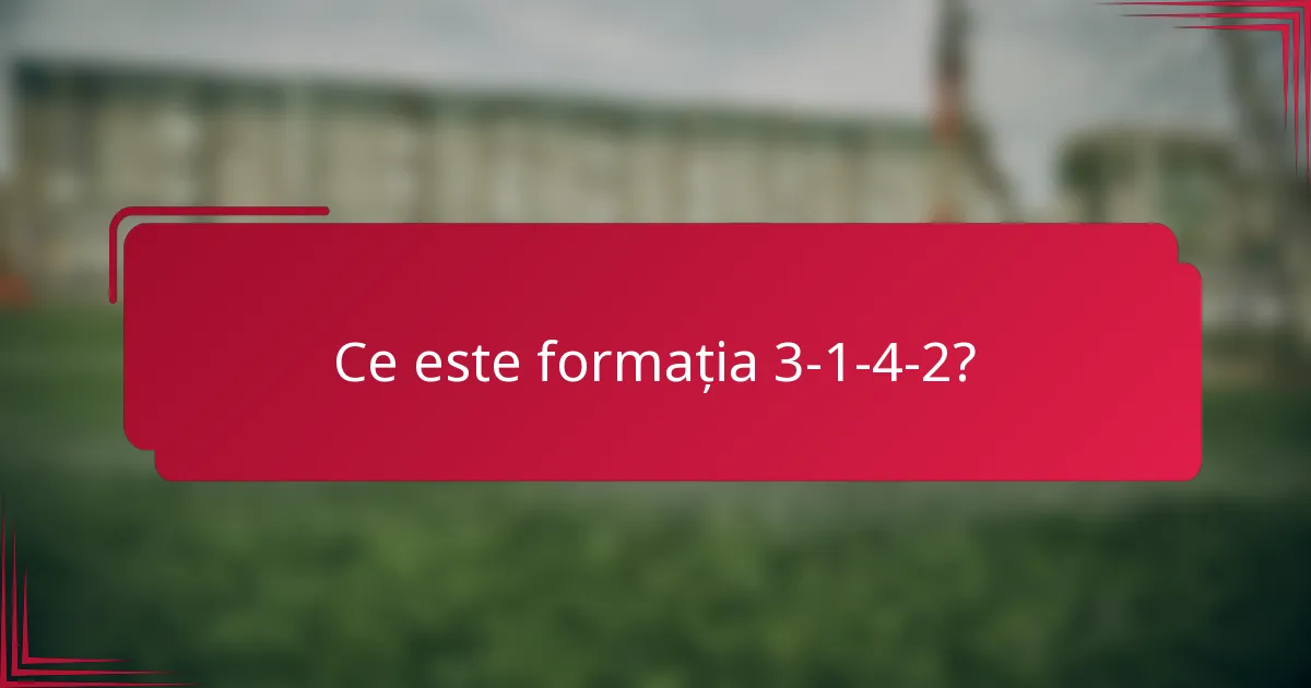 Ce este formația 3-1-4-2?