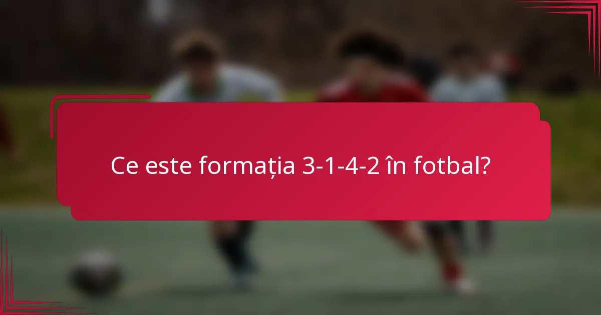 Ce este formația 3-1-4-2 în fotbal?