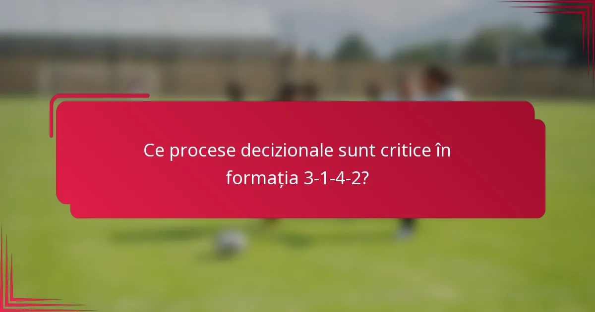 Ce procese decizionale sunt critice în formația 3-1-4-2?