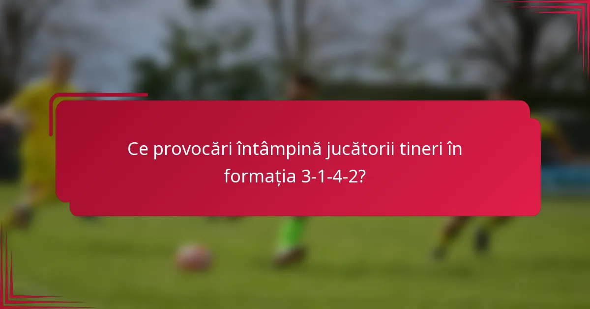 Ce provocări întâmpină jucătorii tineri în formația 3-1-4-2?