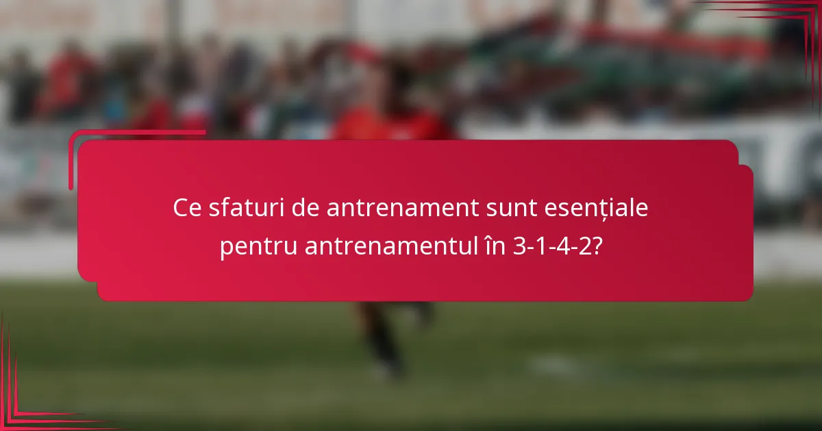Ce sfaturi de antrenament sunt esențiale pentru antrenamentul în 3-1-4-2?