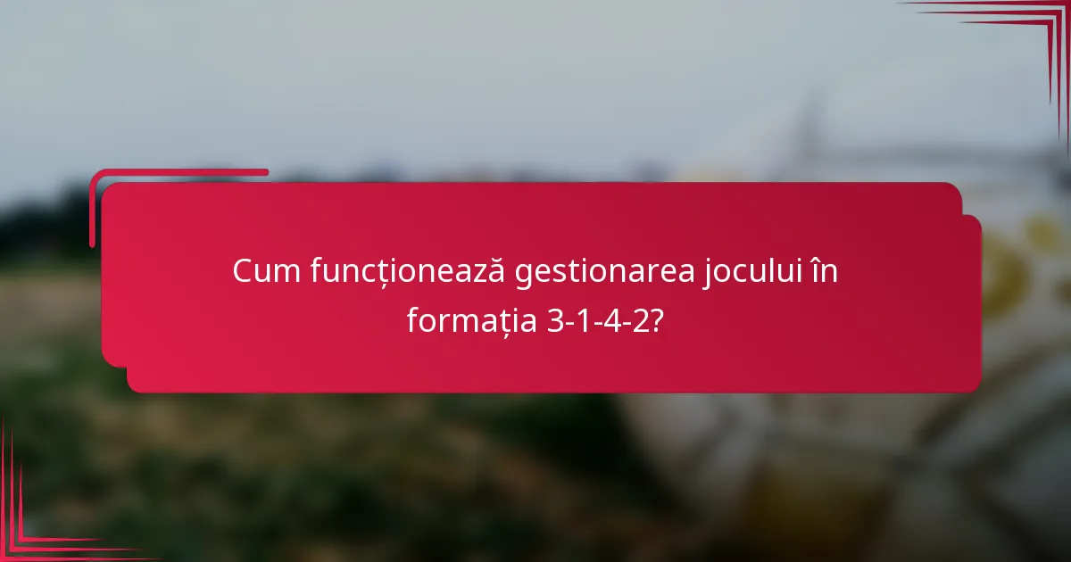 Cum funcționează gestionarea jocului în formația 3-1-4-2?
