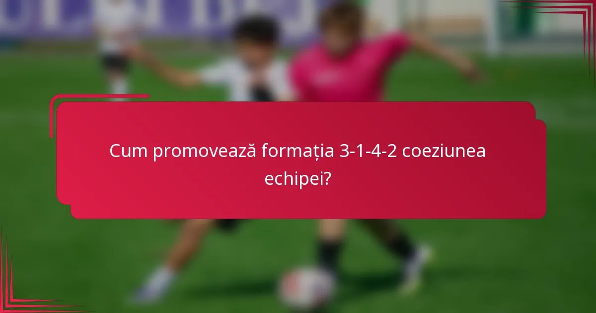 Cum promovează formația 3-1-4-2 coeziunea echipei?