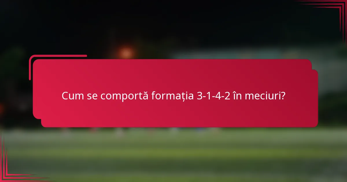 Cum se comportă formația 3-1-4-2 în meciuri?