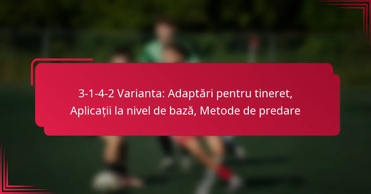 You are currently viewing 3-1-4-2 Varianta: Adaptări pentru tineret, Aplicații la nivel de bază, Metode de predare