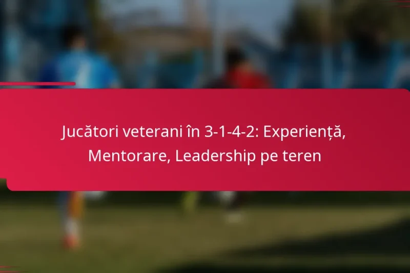 Jucători veterani în 3-1-4-2: Experiență, Mentorare, Leadership pe teren