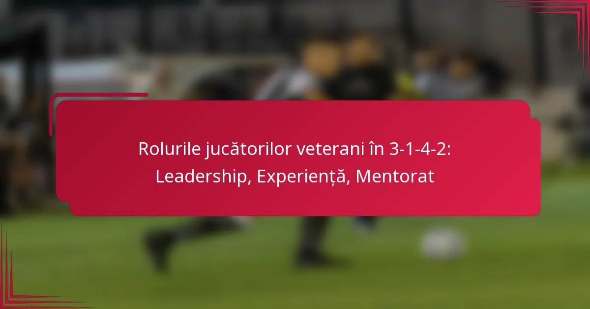 You are currently viewing Rolurile jucătorilor veterani în 3-1-4-2: Leadership, Experiență, Mentorat